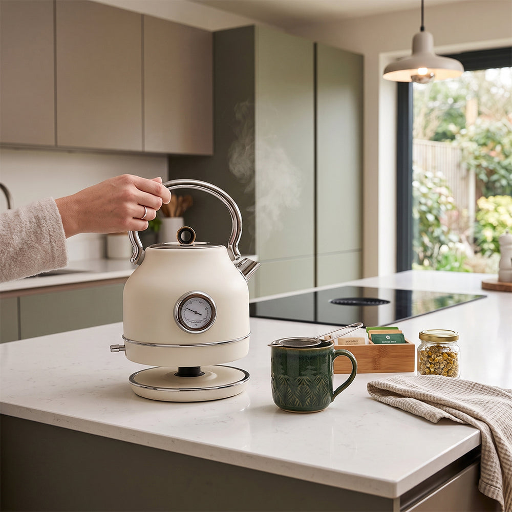 Bouilloire Électrique BerlingerHaus Mat Crème - avec Thermomètre - 1,7 L - 2200W
