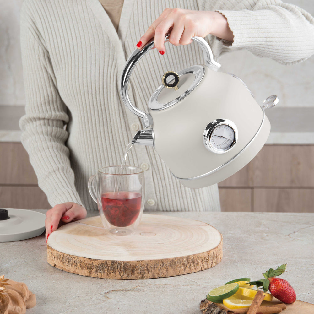 Bouilloire Électrique BerlingerHaus Mat Crème - avec Thermomètre - 1,7 L - 2200W