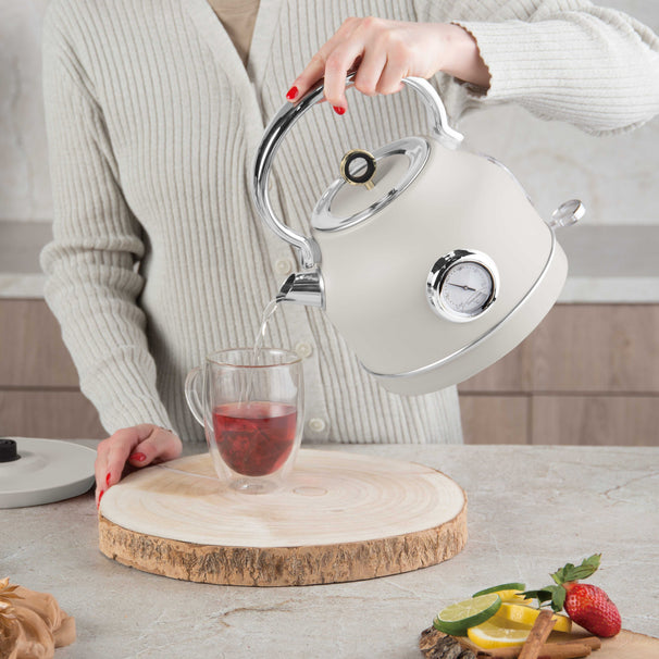 Bouilloire Électrique BerlingerHaus Mat Crème - avec Thermomètre - 1,7 L - 2200W