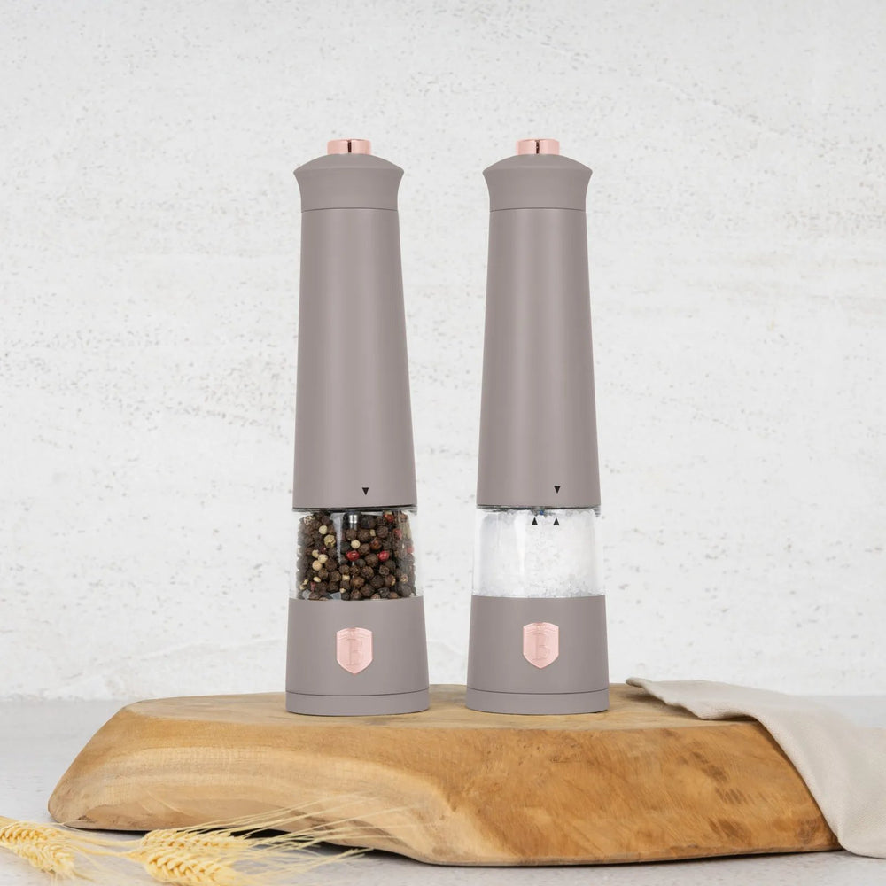 Ensemble de moulins à poivre et à sel électrique BerlingerHaus Taupe - Moulin en céramique - 2 pièces