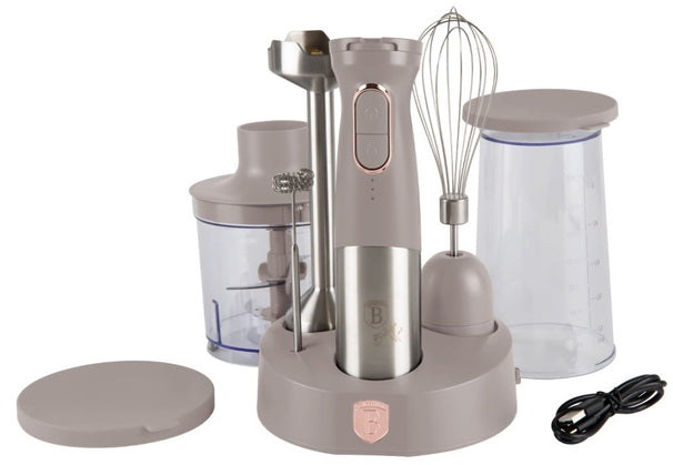 Mixeur plongeant sans fil BerlingerHaus taupe – 6-en-1 – 800 W
