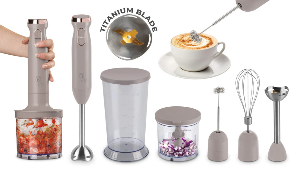 Mixeur plongeant BerlingerHaus mat taupe – 6-en-1 – 800 W