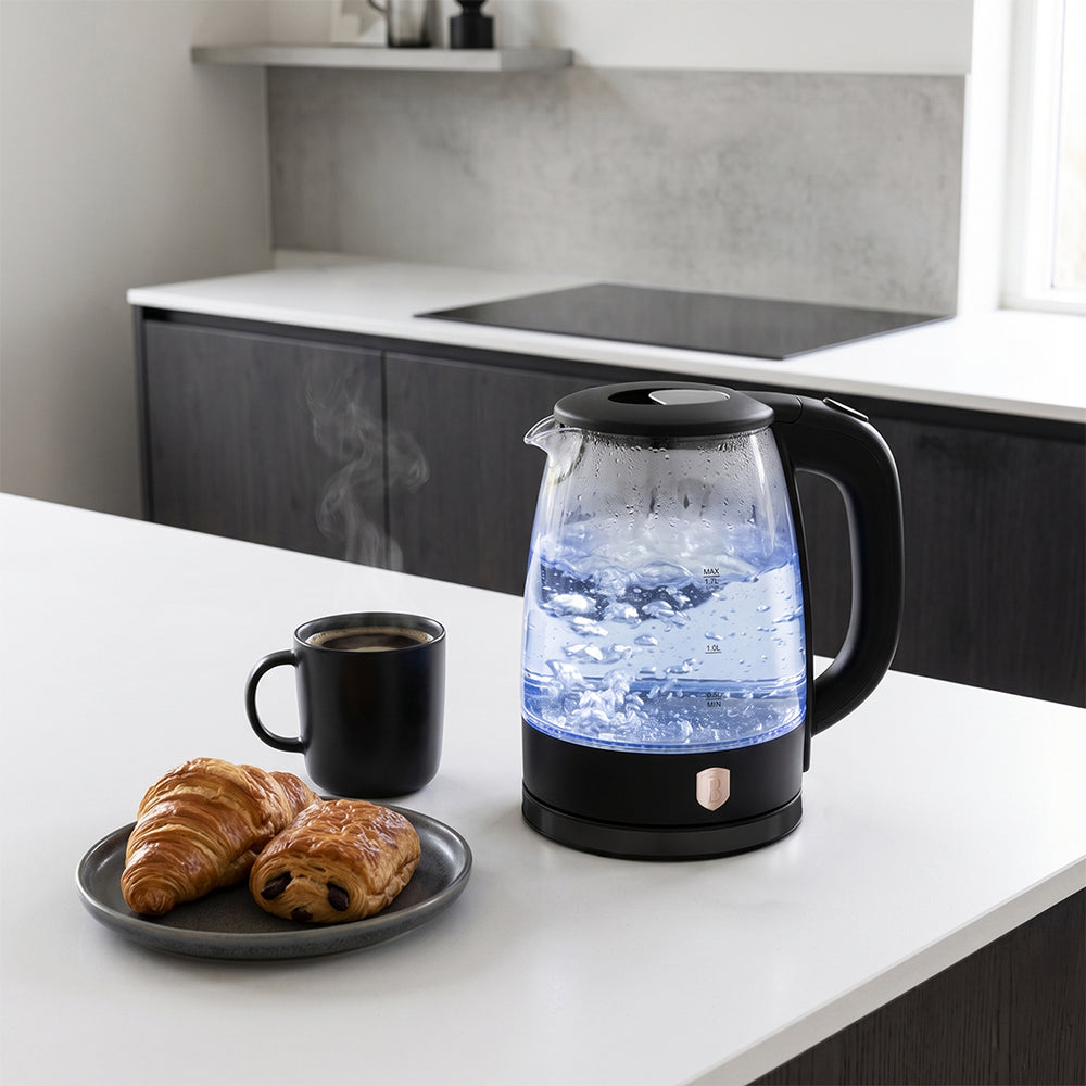 Bouilloire Électrique Verre BerlingerHaus Noir OR Rose - 1,7 L - 2200W