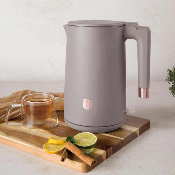 Bouilloire Électrique BerlingerHaus Double Paroi Taupe - 1,7 L - 1800W