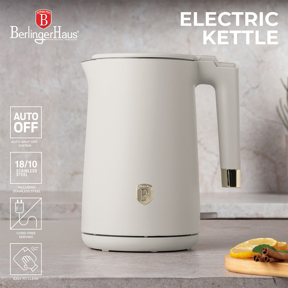 Bouilloire Électrique BerlingerHaus Double Paroi Mat Crème - 1.7 Litres - 1800W