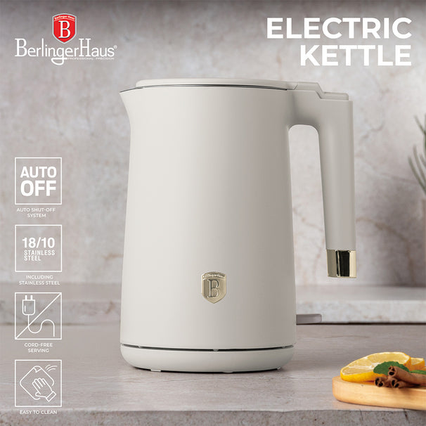 Bouilloire Électrique BerlingerHaus Double Paroi Mat Crème - 1.7 Litres - 1800W