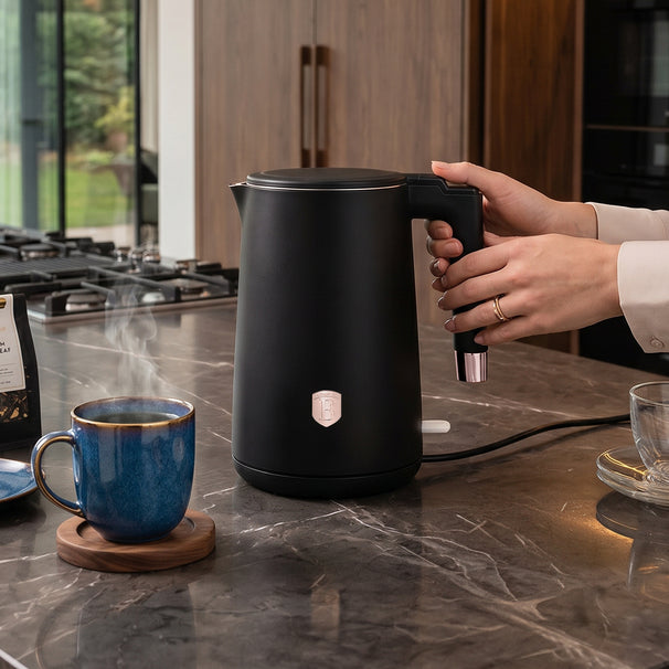 Bouilloire Électrique BerlingerHaus Double Paroi Noir Or Rose - 1,7 L - 1800W