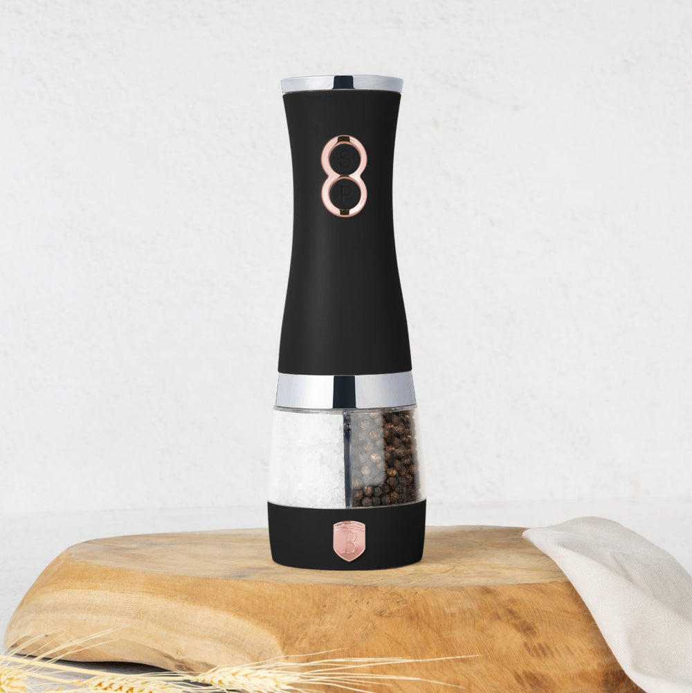 Moulin à poivre et à sel électrique BerlingerHaus Noir Or Rosé - 2-en-1 - Moulin en céramique