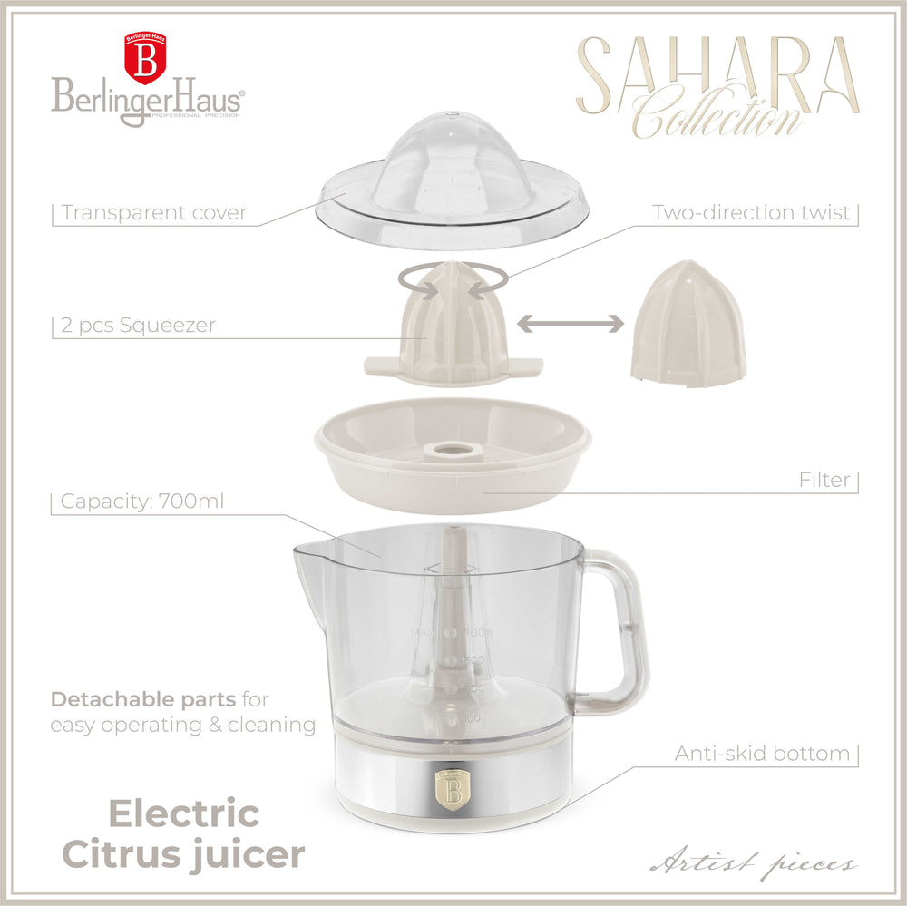 Presse-agrumes électrique / Presse-orange BerlingerHaus mat crème - 0,7 L - 40 W