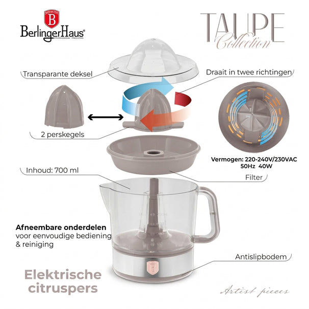 Presse-agrumes électrique / Presse-orange BerlingerHaus taupe - 0,7 L - 40 W