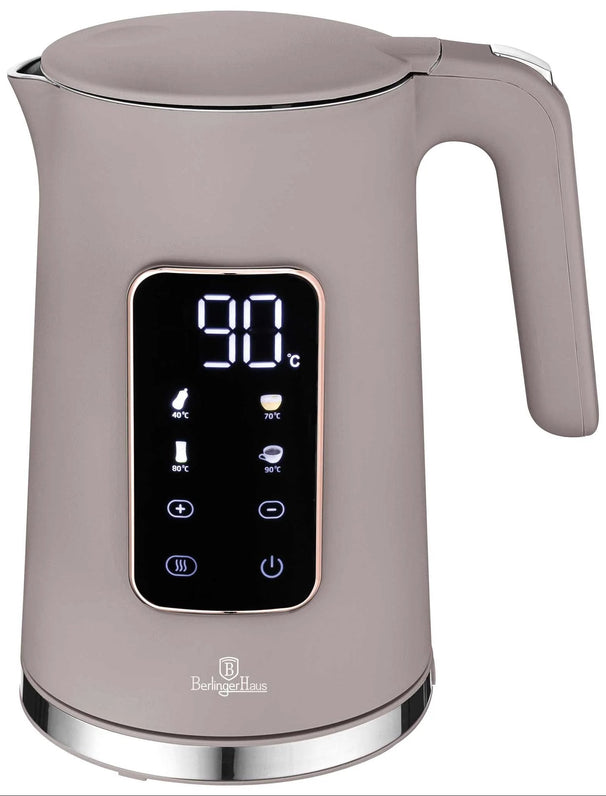 Bouilloire électrique Digitale BerlingerHaus Taupe - Réglage de température - 1,7 litre - 2200W