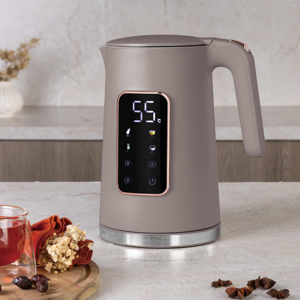 Bouilloire électrique Digitale BerlingerHaus Taupe - Réglage de température - 1,7 litre - 2200W