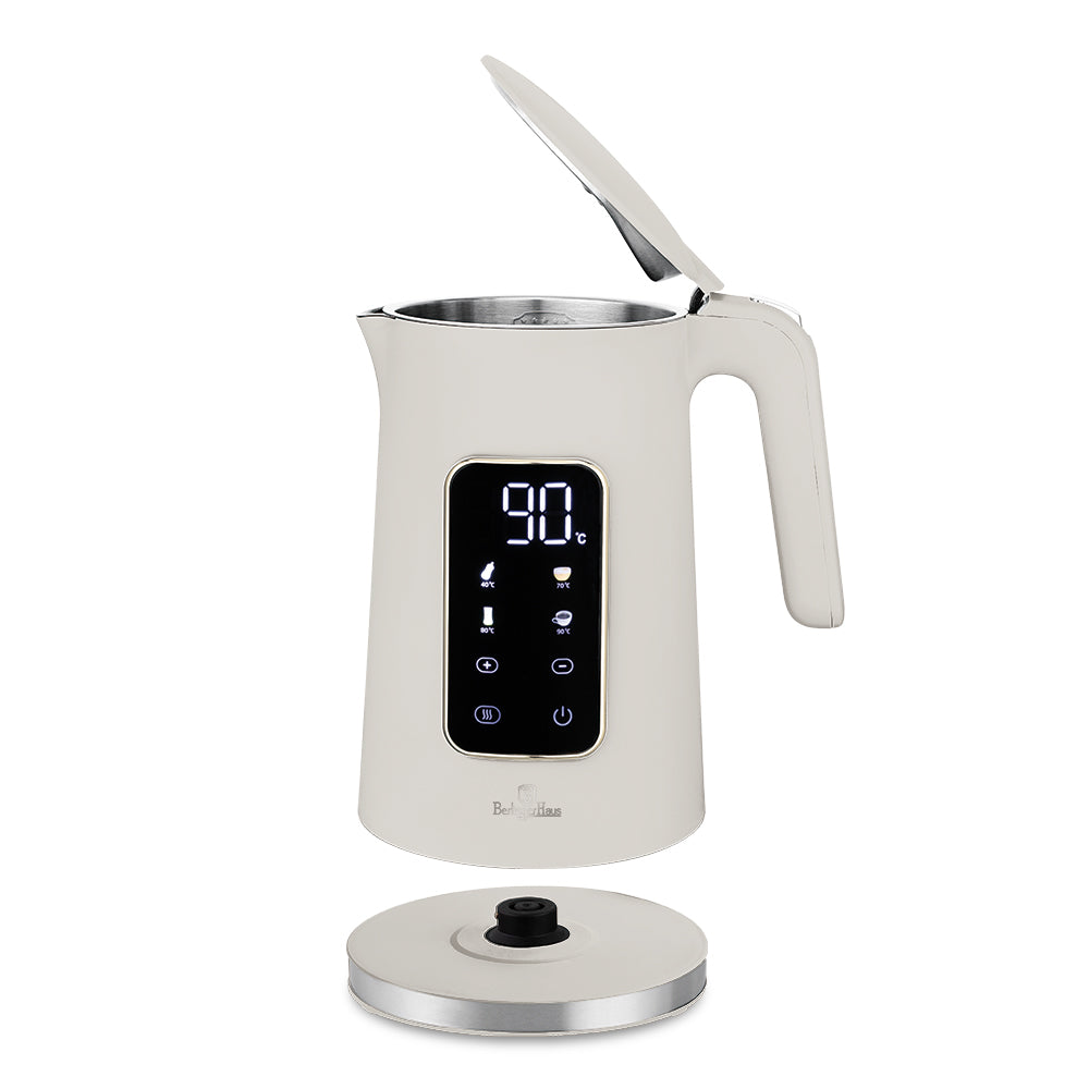 Bouilloire Électrique Digitale BerlingerHaus Mat Crème - Réglage de Température - 1,7 L - 2200W