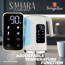 Bouilloire Électrique Digitale BerlingerHaus Mat Crème - Réglage de Température - 1,7 L - 2200W