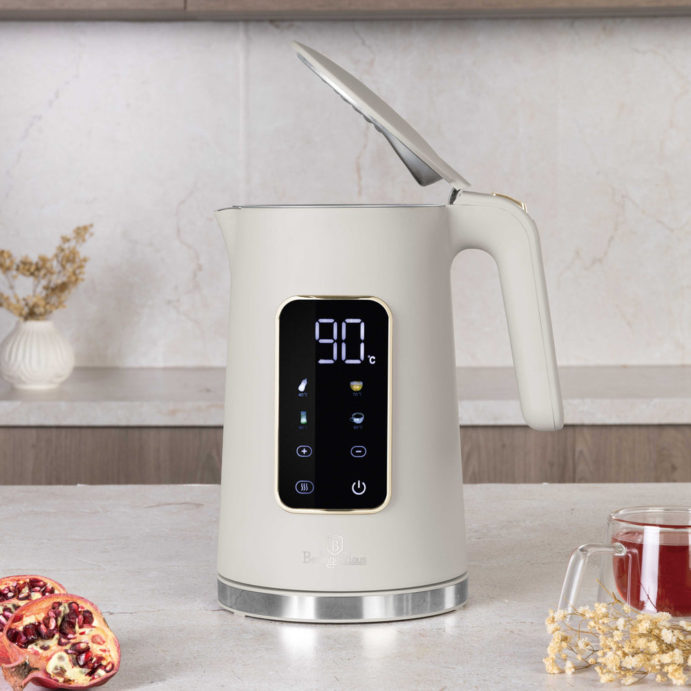 Bouilloire Électrique Digitale BerlingerHaus Mat Crème - Réglage de Température - 1,7 L - 2200W