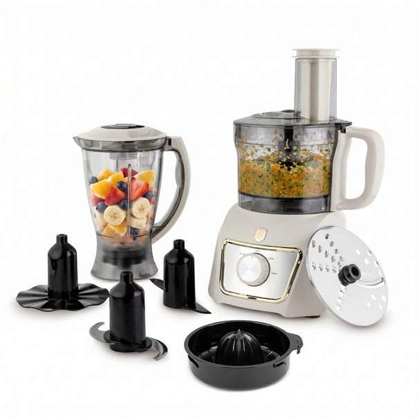 Robot multifonction BerlingerHaus 8-en-1 mat crème - 500W