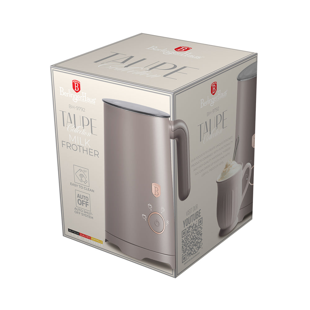 Mousseur à lait électrique BerlingerHaus 4-en-1 Taupe - 160 ml