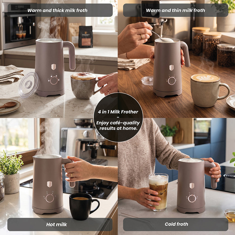 Mousseur à lait électrique BerlingerHaus 4-en-1 Taupe - 160 ml
