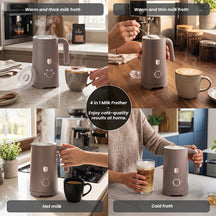 Mousseur à lait électrique BerlingerHaus 4-en-1 Taupe - 160 ml