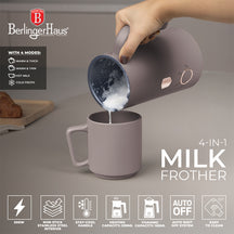 Mousseur à lait électrique BerlingerHaus 4-en-1 Taupe - 160 ml