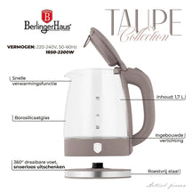 Bouilloire Électrique BerlingerHaus en Verre Taupe - 1.7 Litres - 2200W