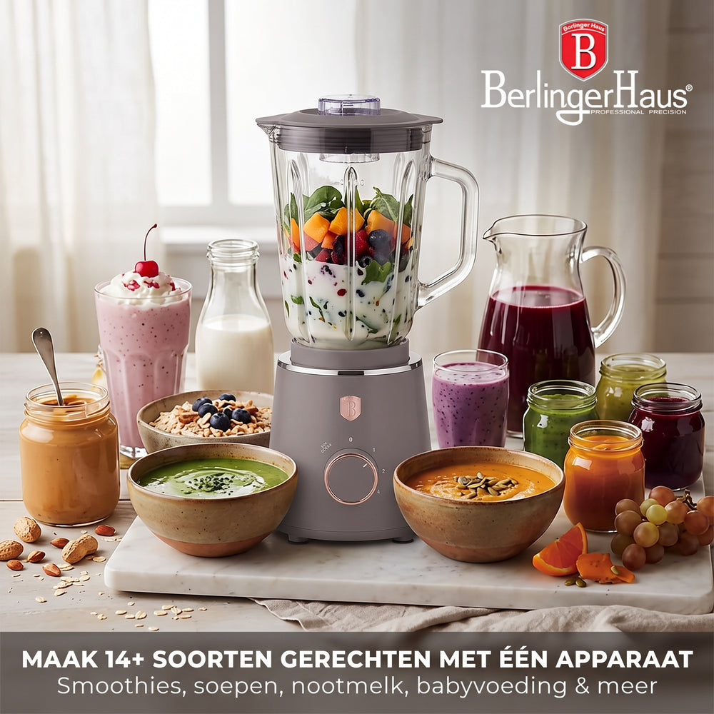 Blender BerlingerHaus Taupe - Pichet en verre - 1,5 litre - 1000W