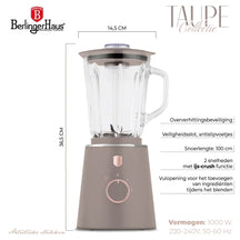 Blender BerlingerHaus Taupe - Pichet en verre - 1,5 litre - 1000W