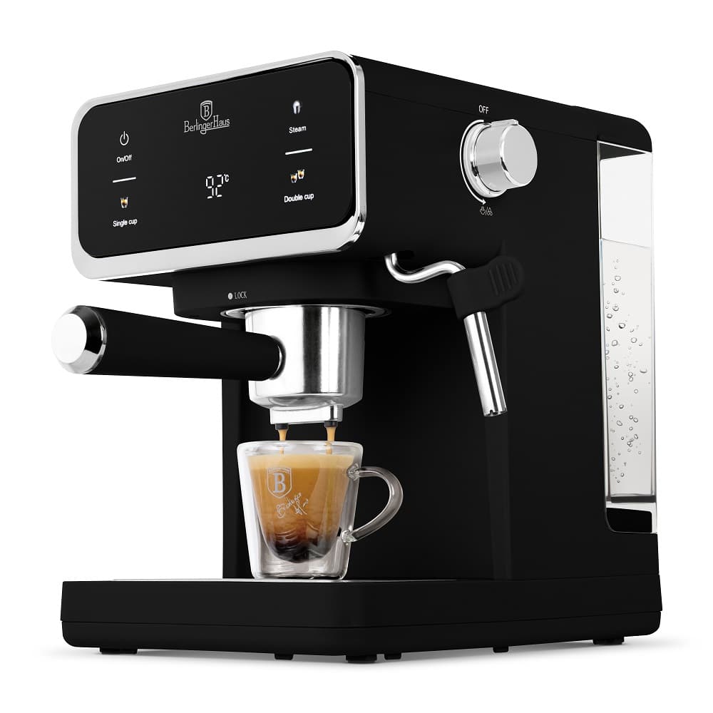 Machine à expresso / machine à piston numérique BerlingerHaus mat noir - 3-en-1 - 20 bar - 1,0 litre