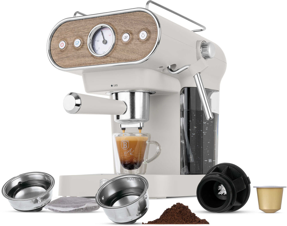 machine à expresso / machine à piston numérique BerlingerHaus mat crème - 3-en-1 - 20 bar - 1,02 litre