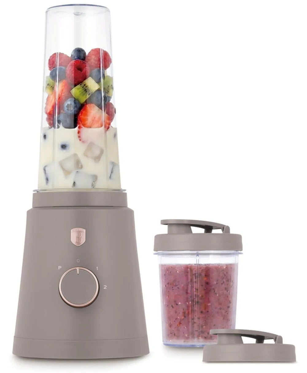 Mini Blender à Smoothie to Go BerlingerHaus taupe - Inclus 2 gobelets - 320W