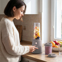 Mini Blender à Smoothie to Go BerlingerHaus taupe - Inclus 2 gobelets - 320W