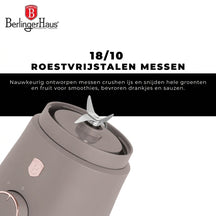 Mini Blender à Smoothie to Go BerlingerHaus taupe - Inclus 2 gobelets - 320W