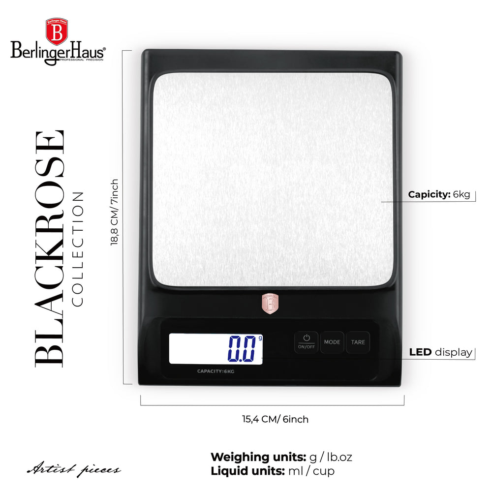 Balance de cuisine numérique BerlingerHaus Noir Or Rose - Max 6 kg