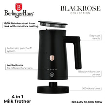 Mousseur à lait électrique 4-en-1 BerlingerHaus Noir Or Rose - 160 ml