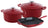 Batterie de cuisine BK Bourgogne Chili Red Fonte 3 pièces - Cocotte ø 24, 28 cm & Poêle-gril 26x26 cm - compatible avec toutes les sources de chaleur