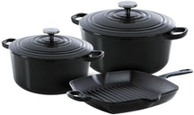 Batterie de cuisine BK Bourgogne Jet Black Fonte 3 pièces - Cocotte ø 24, 28 cm & Poêle-gril 26x26 cm - compatible avec toutes les sources de chaleur