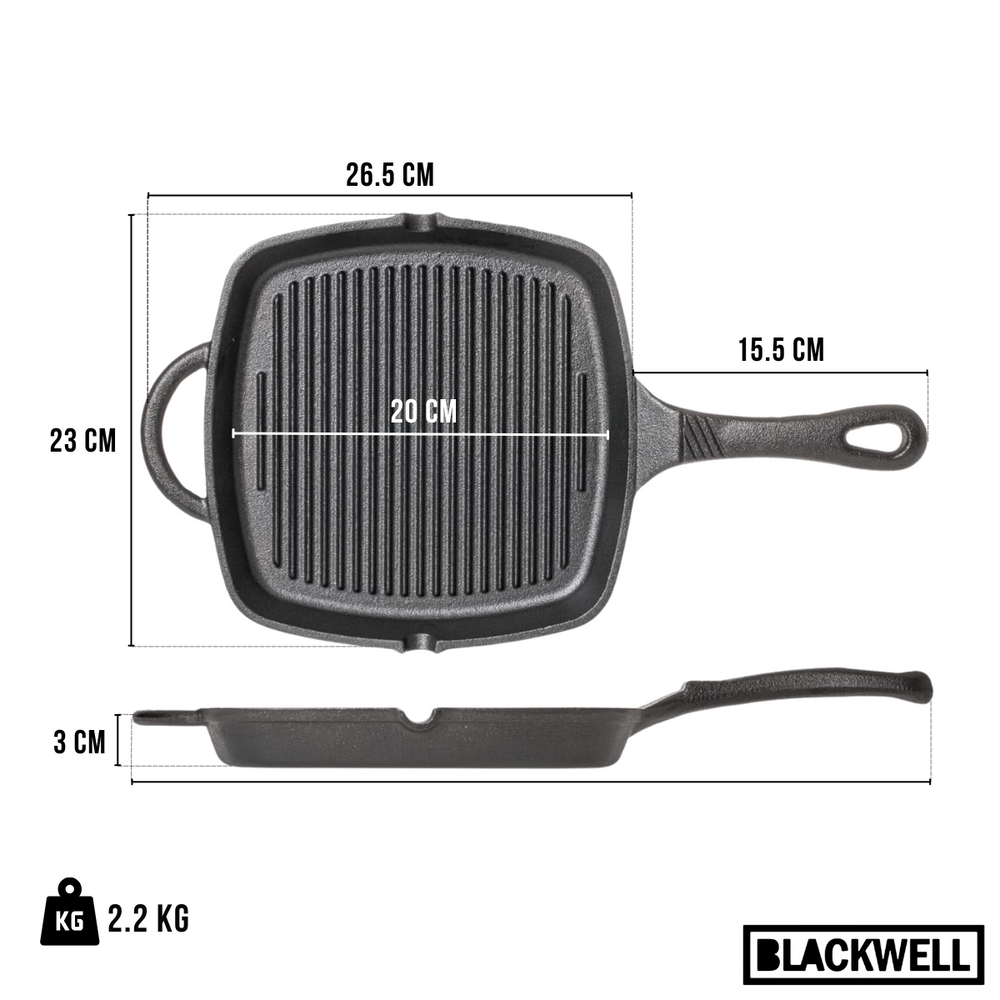 Poêle à griller Blackwell - en fonte - Cook & Grill - 23 x 23 cm