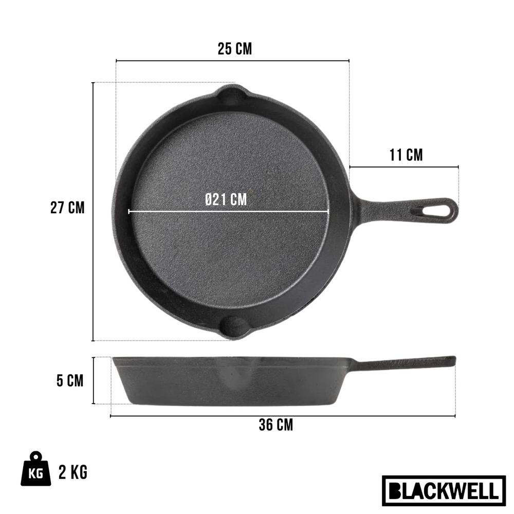 Poêle Blackwell - Poêle en fonte - Cook & Grill - Ø 25 cm - Noir
