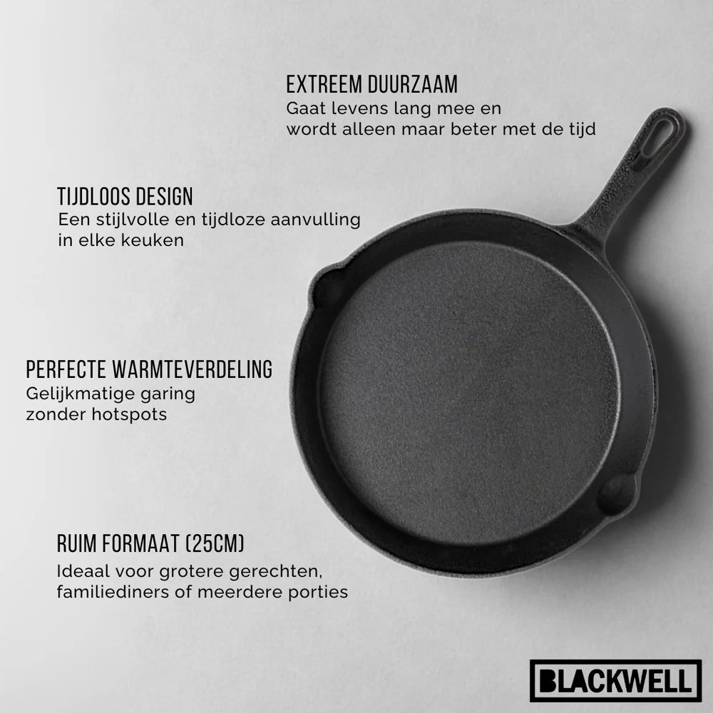 Ensemble de poêles en fonte Blackwell / Poêles de ø 16, 20 et 25 cm - sans revêtement antiadhésif