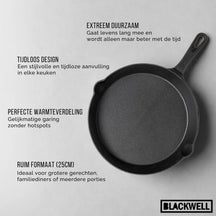Ensemble de poêles en fonte Blackwell / Poêles de ø 16, 20 et 25 cm - sans revêtement antiadhésif