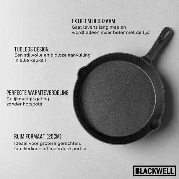 Ensemble de poêles en fonte Blackwell / Poêles de ø 16, 20 et 25 cm - sans revêtement antiadhésif