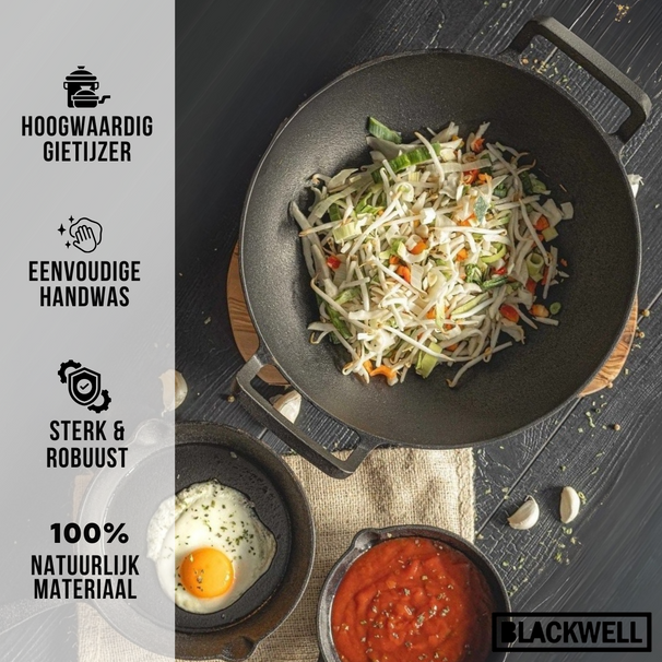 Wok en fonte Blackwell - Sans antiadhésif - Cook & Grill - Ø 32 cm
