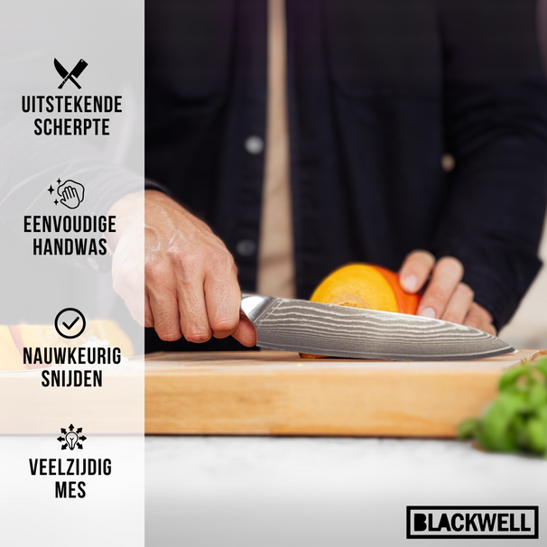 Couteau de chef Blackwell - Style japonais - Damascus - 20 cm