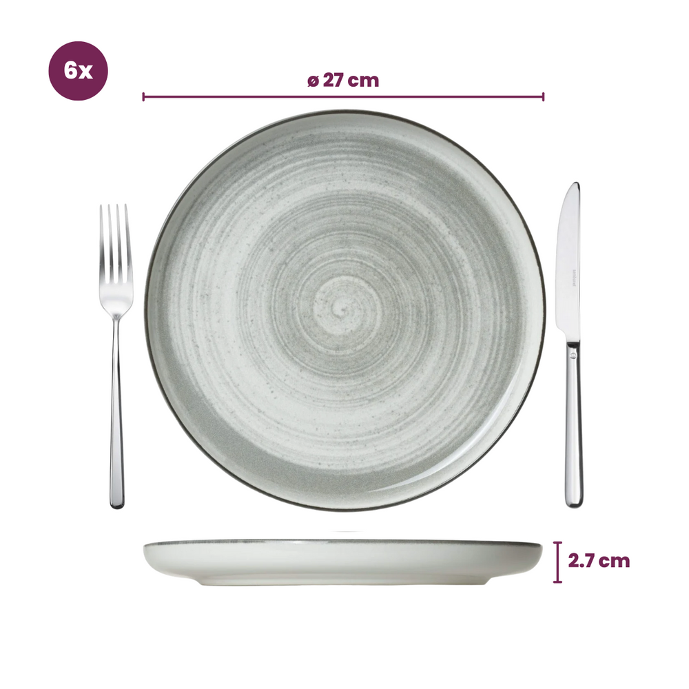 Set d'assiettes Cosy&Trendy - Assiette à dîner - Baltic Grey - Ø27 cm - 6 pièces