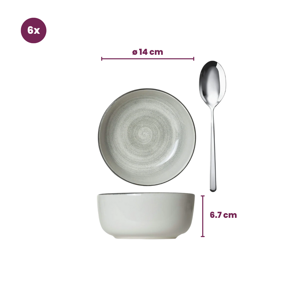 Ensemble de bols Cosy & Trendy - Bols à soupe - Baltic Grey - Ø 14 cm - 6 pièces