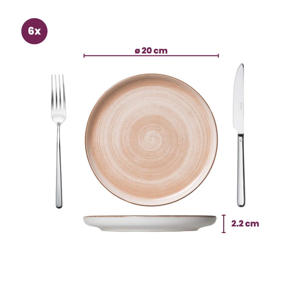 Ensemble d'assiettes Cosy & Trendy - Baltic Peach - Ø 20 cm - 6 pièces