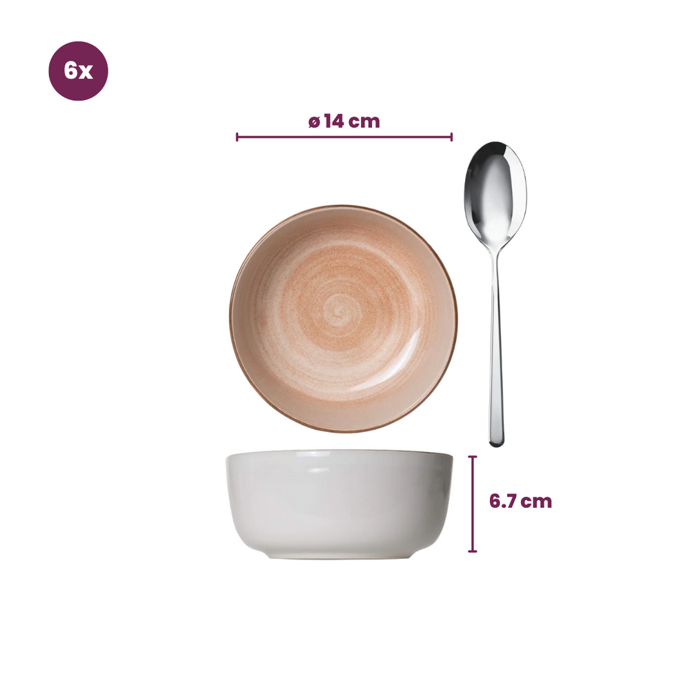 Ensemble de bols Cosy & Trendy - Bols a soupe - Baltic Peach - Ø14 cm - 6 pièces