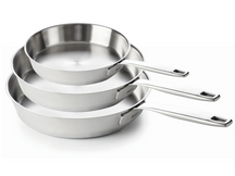Beka set de poêles Maestro acier inoxydable Ø 20. 24 et 28 cm – compatible avec toutes les sources de chaleur – sans revêtement antiadhésif 