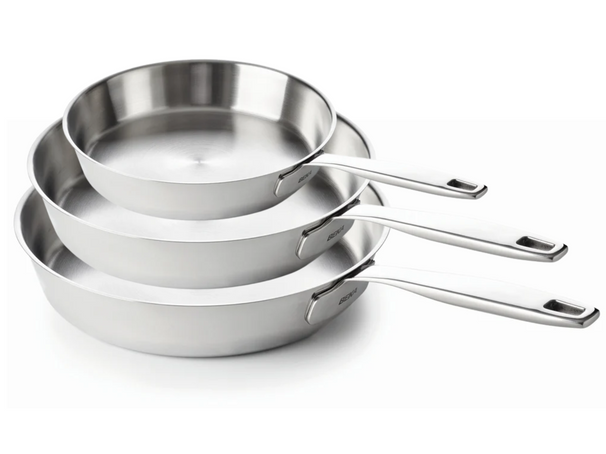 Beka set de poêles Maestro acier inoxydable Ø 20. 24 et 28 cm – compatible avec toutes les sources de chaleur – sans revêtement antiadhésif 
