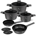 Ensemble de casseroles BerlingerHaus Mat Anthracite 7 pièces - Casserole ø 20, 24, 28 cm, Poêle ø 20 & 24 cm - compatible avec toutes les sources de chaleur